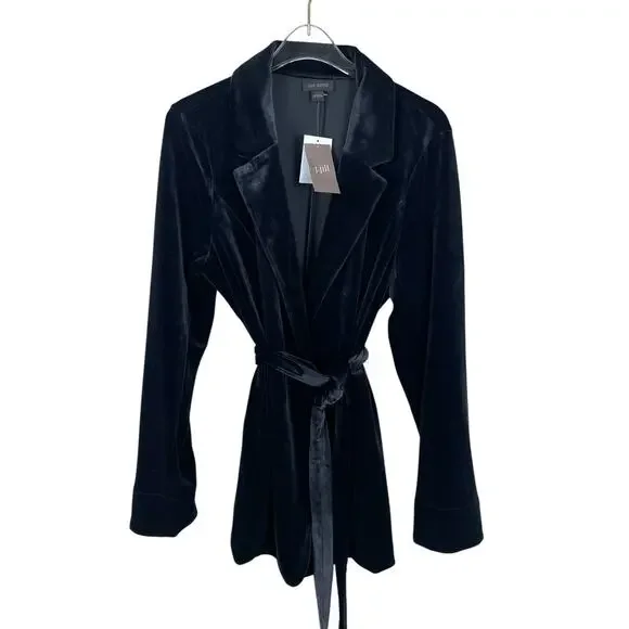 J.Jill Wearever Collection Velvet One Button Belted Blazer Black Women's Sm NEW - Picture 9 of 14